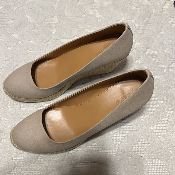 NWOT J. CREW CANVAS ESPADRILLE WEDGE SHOES SIZE 9.5 COLOR FLAX - Picture 9 of 11